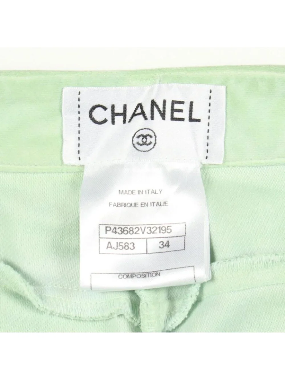 Chanel Pants CC Logo Pearl Button Skinny Cotton